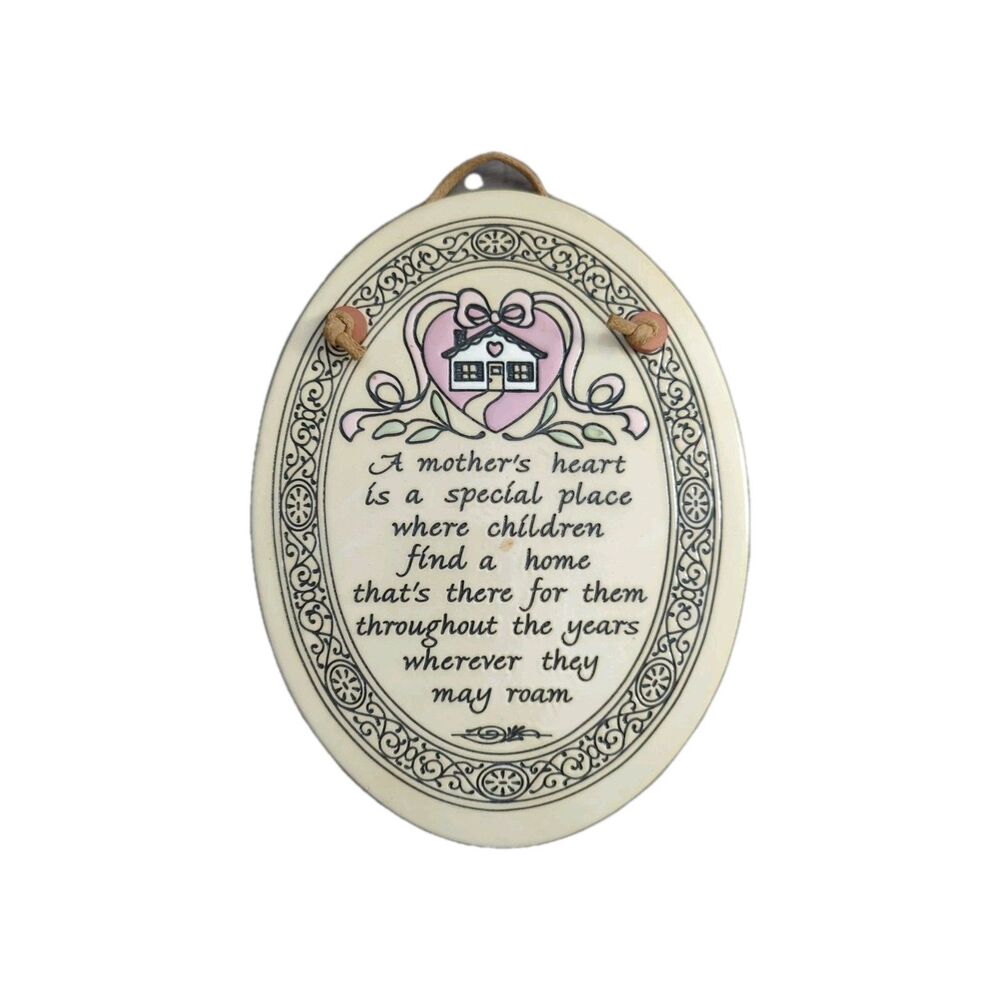 Vintage Trinity Pottery Oval A Mother's Heart Wall Hanging Plaque Made in USA